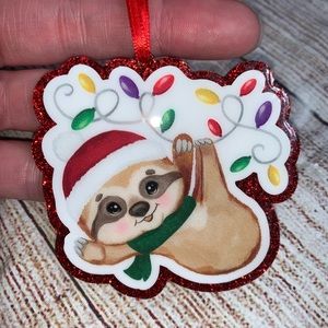 Sloth Acrylic Christmas Ornament, Handmade